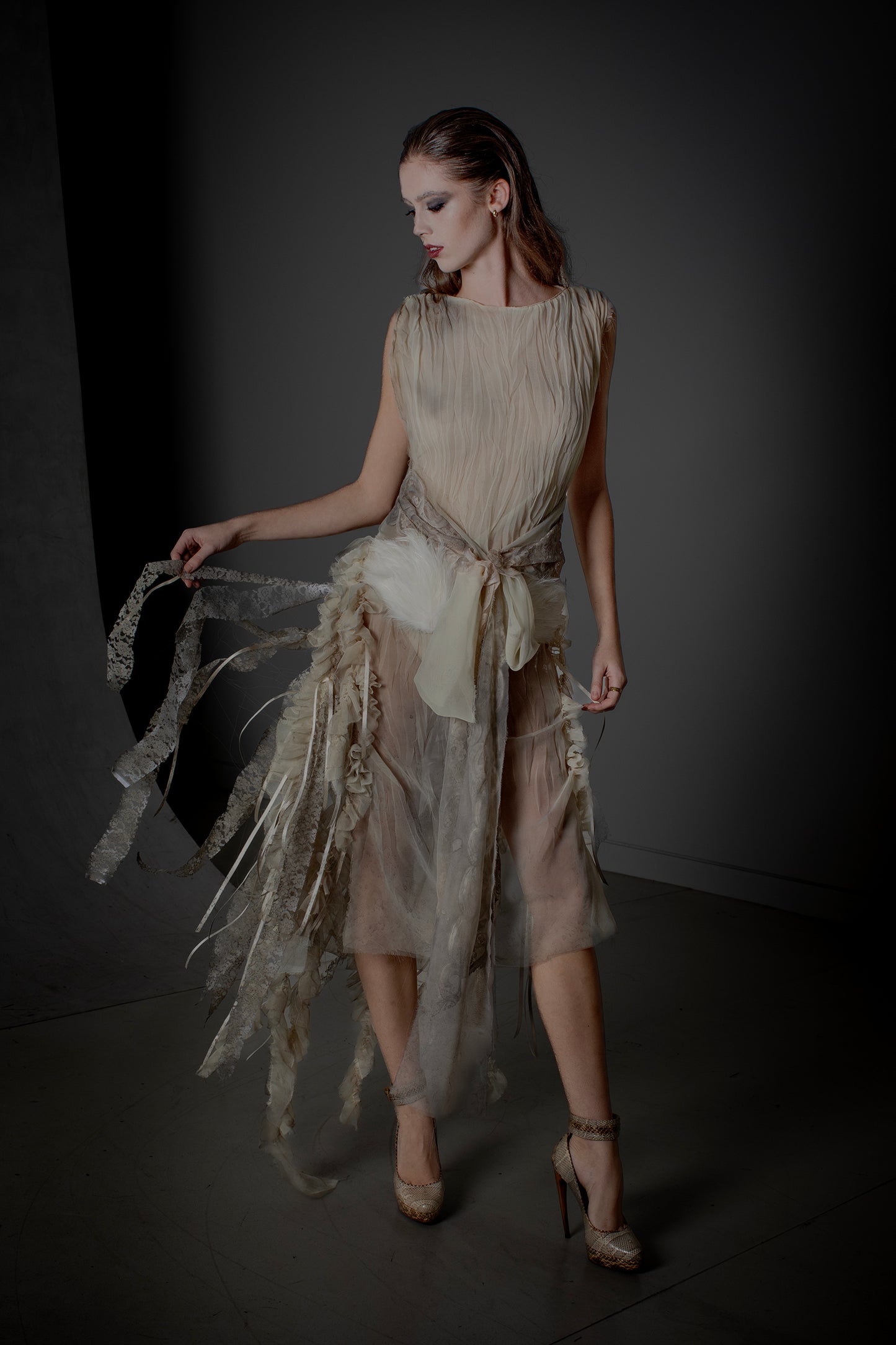 Buried Ruffle Slip Dress