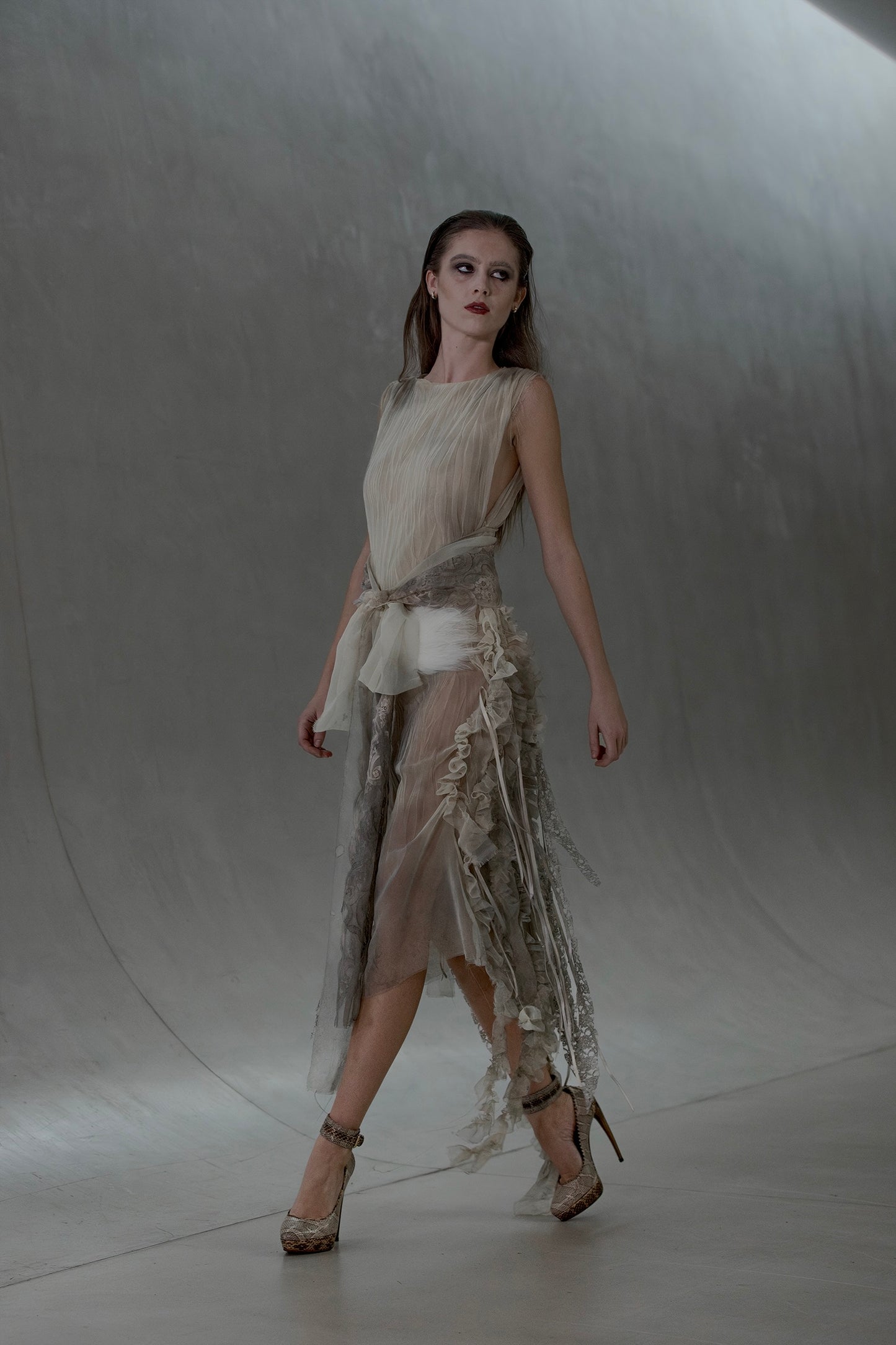 Buried Ruffle Slip Dress