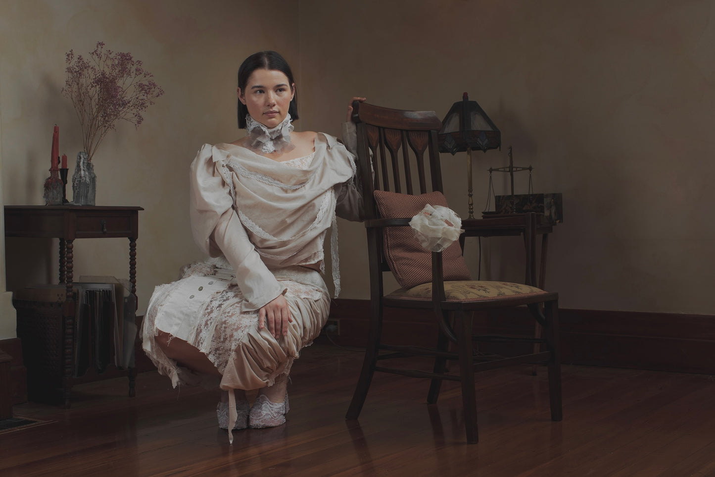 Draped Napkin and Lace Top