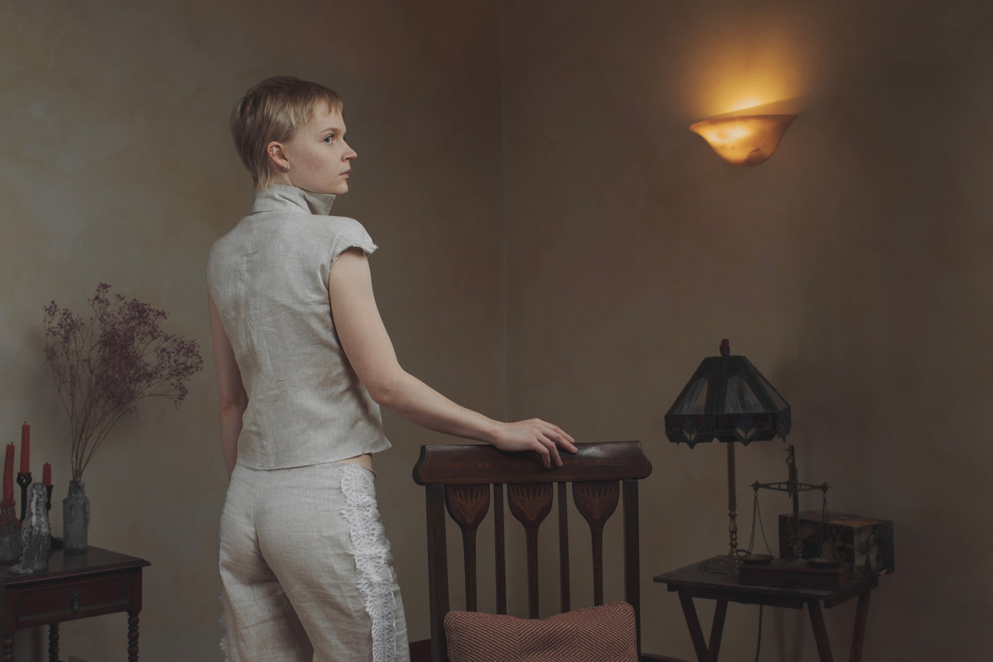 Low Waist Lace Tux Stripe Pants