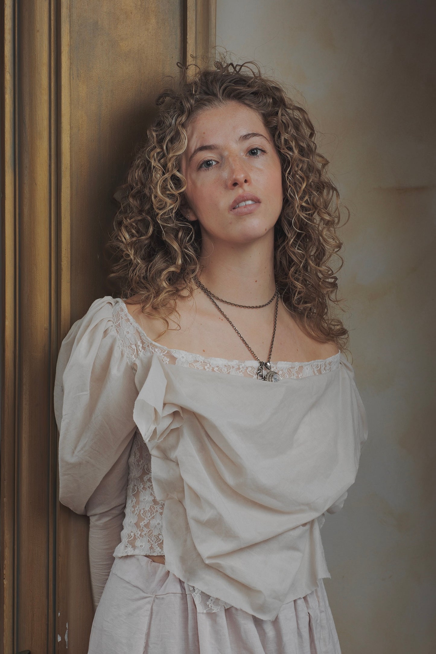 Draped Napkin and Lace Top