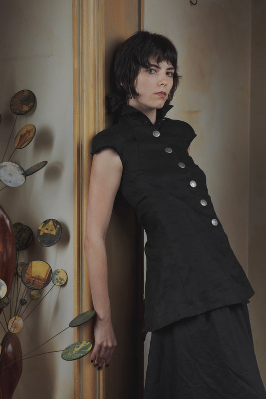 Long Cap-Sleeve Vest