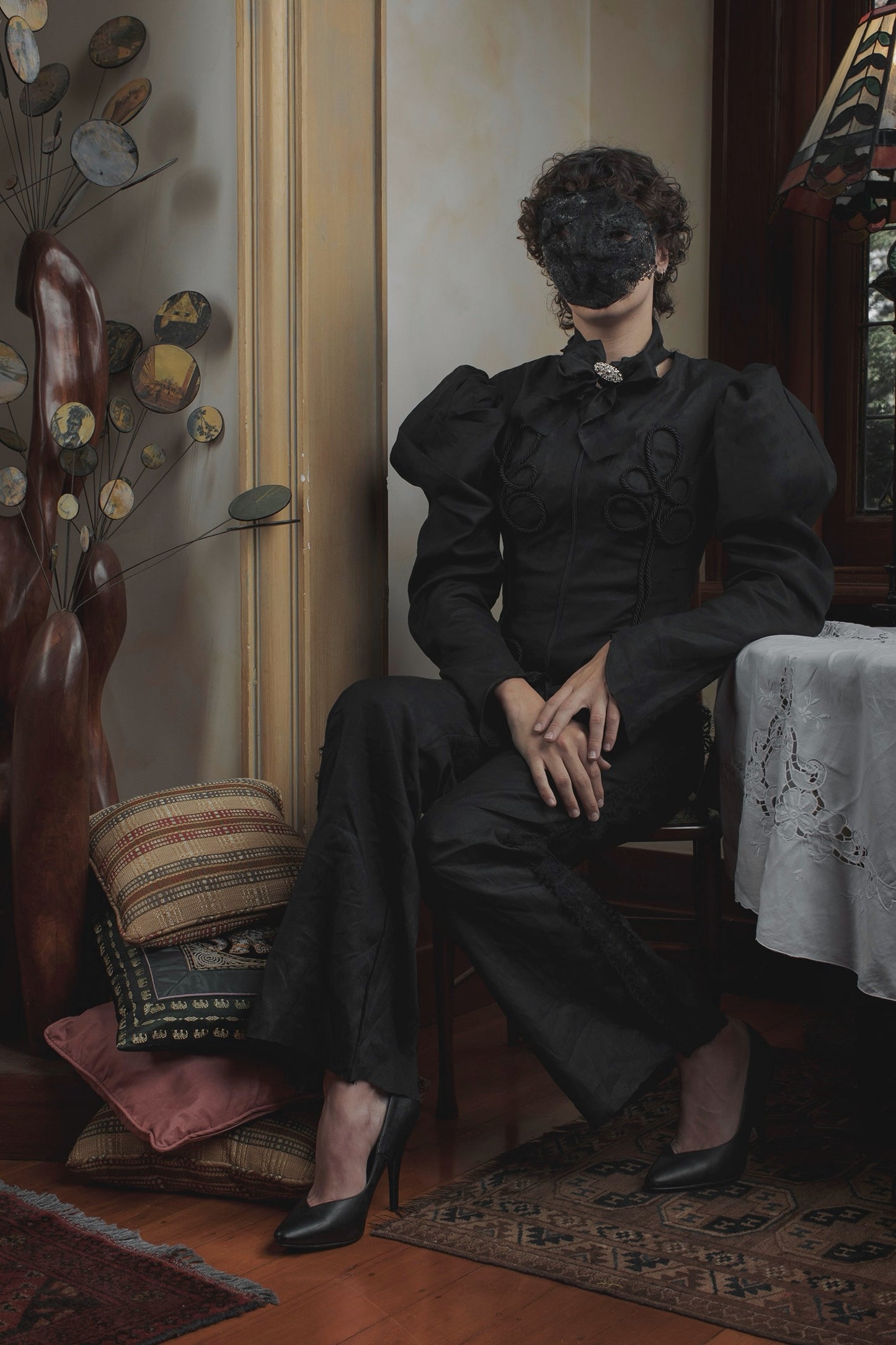 Low Waist Lace Tux Stripe Pants