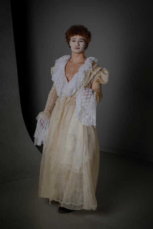 Pleated X-Ray Lace Coat